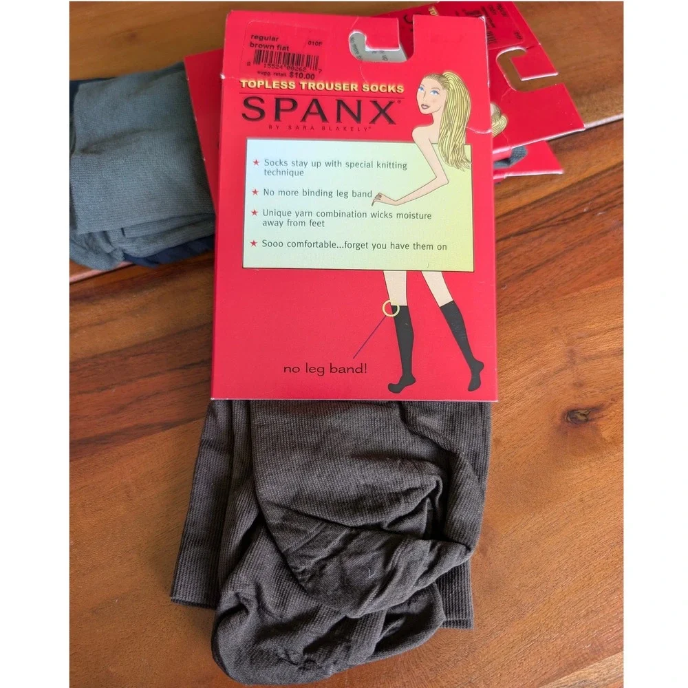 Vintage SPANX Topless Trouser Socks Lot of 3 Brown Midnight Gray Regular NOS